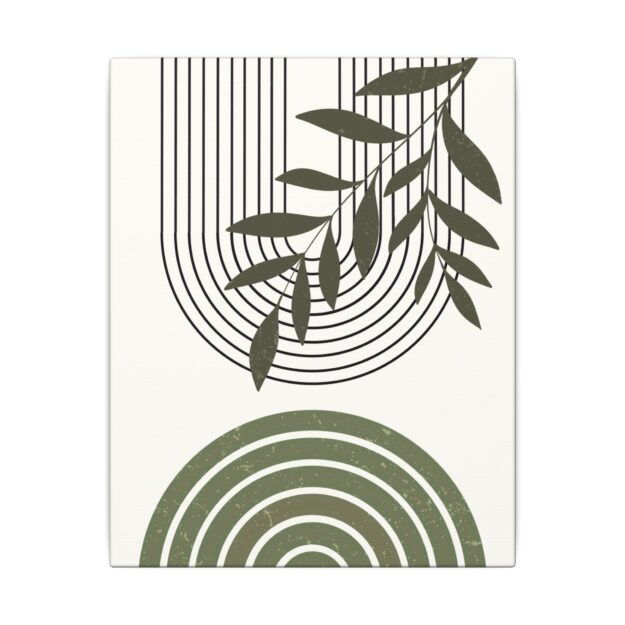 Botanical Geometric Canvas — Olive Leaf Minimal Wall Art