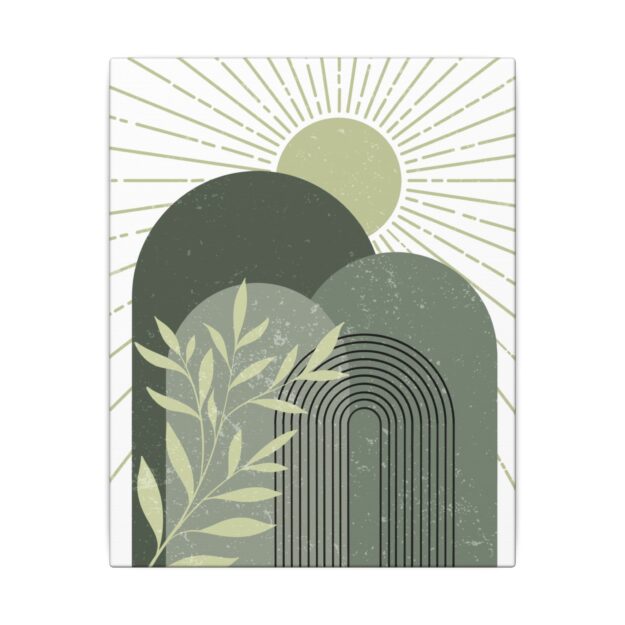 Abstract Green Landscape Canvas Print — Botanical Sun Wall Art