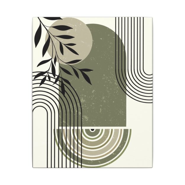 Abstract Green Geometric Canvas  — Modern Botanical Wall Art